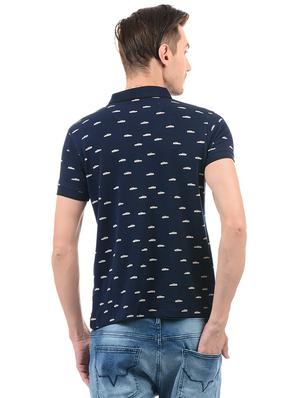 navy blue cotton all over print tshirt - 14552471 - Standard Image - 3