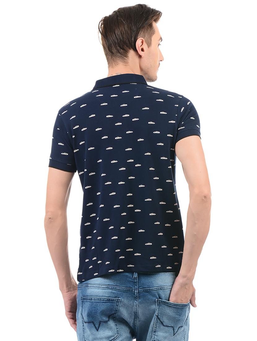 navy blue cotton all over print tshirt - 14552471 - Zoom Image - 3