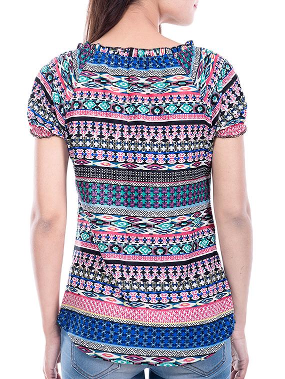 blue printed crepe top - 14554312 - Zoom Image - 3