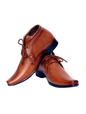 brown formal leatherette derby - 14561833 - Standard Image - 3