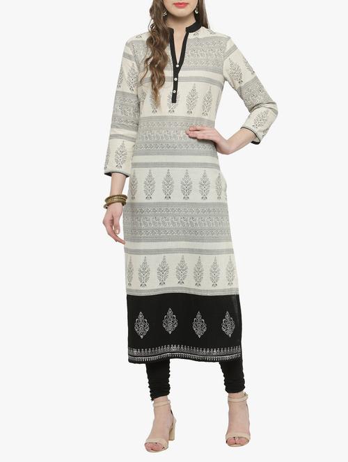 white cotton straight kurta - 14563237 - Very Small Image - 1