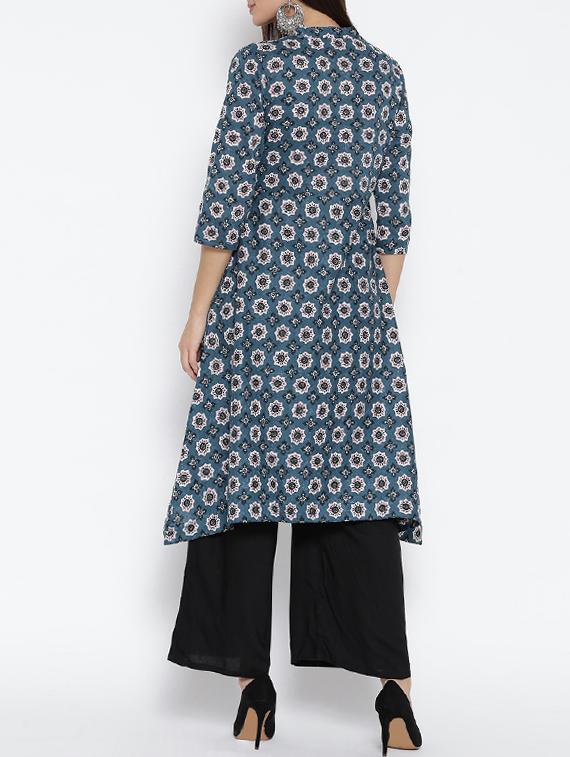 multi colored cotton kurta palazzo set - 14563445 - Zoom Image - 3