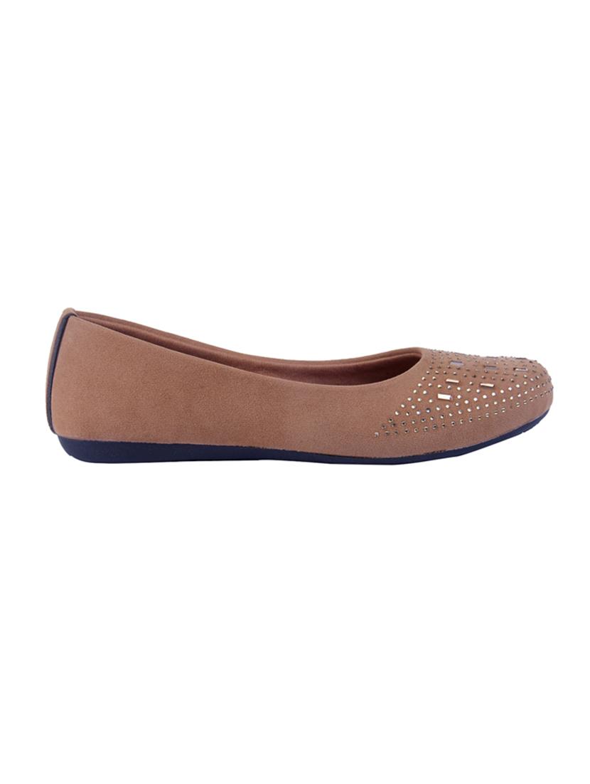 tan fabric slip on ballerina - 14567750 - Zoom Image - 3