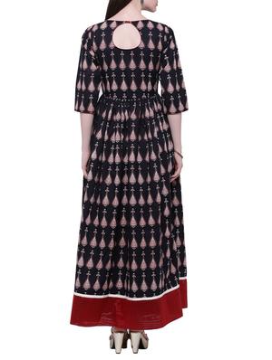 black cotton flared kurta - 14569077 - Standard Image - 3