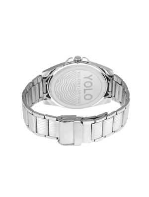 yolo quartz blue dial silver chain men's analog watch=ygc-069 - 14569276 - Standard Image - 3