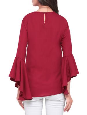 bell sleeved key hole back top - 14572475 - Standard Image - 3