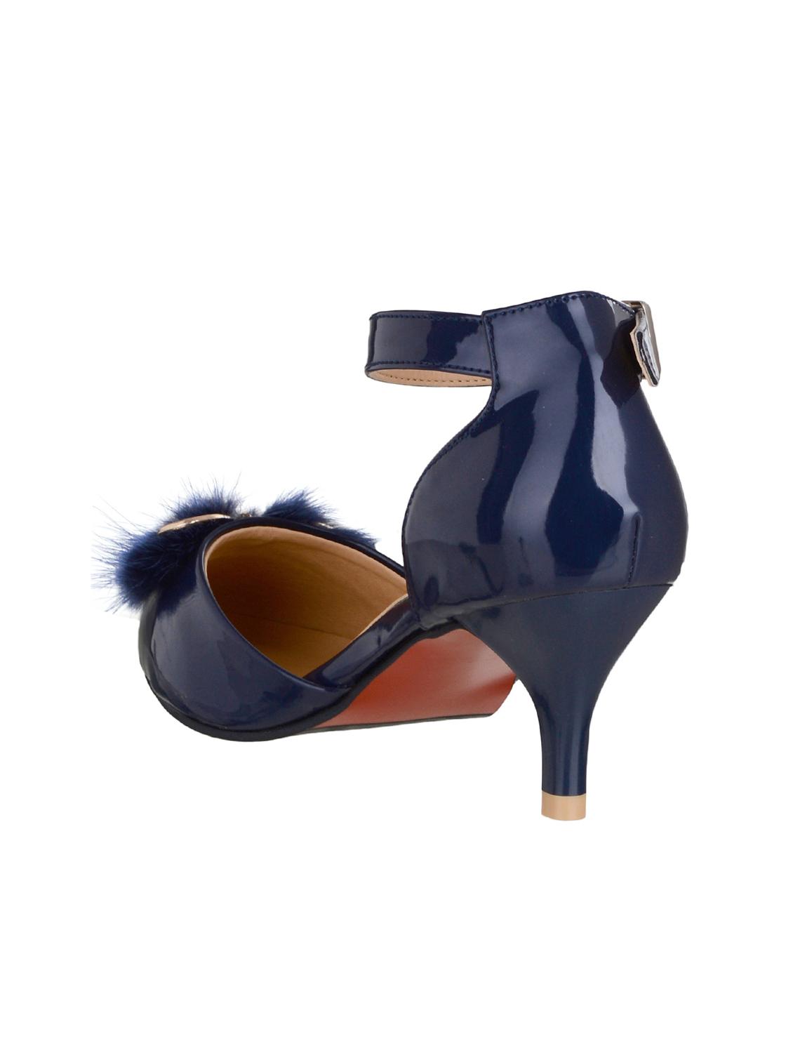 navy faux leather ankle strap sandals - 14574605 - Zoom Image - 3