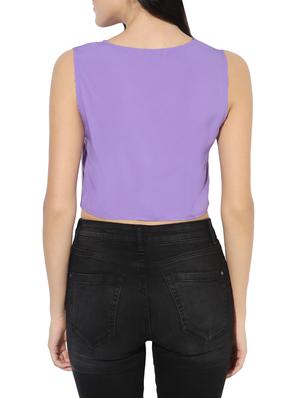 crop asymmetric polyester top - 14576249 - Standard Image - 3