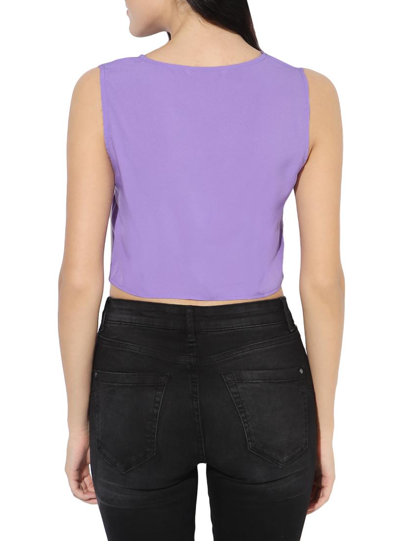 crop asymmetric polyester top - 14576249 - Zoom Image - 3