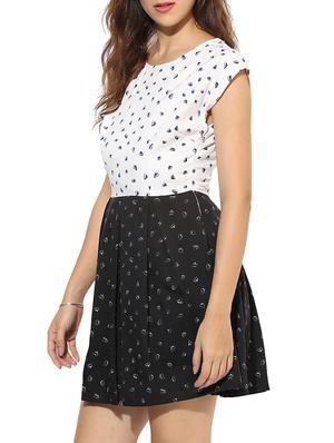 box-pleat detail cap sleeved dress - 14576334 - Standard Image - 3