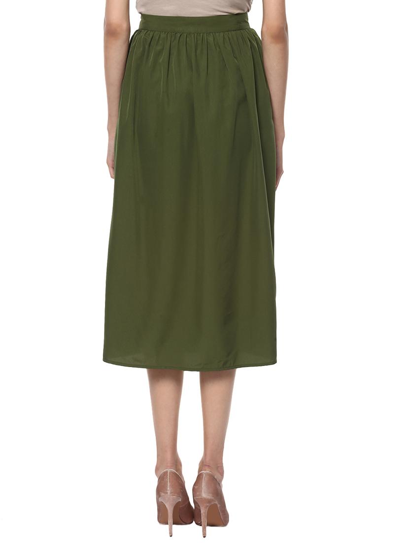 green crepe pleated skirts - 14596121 - Zoom Image - 3