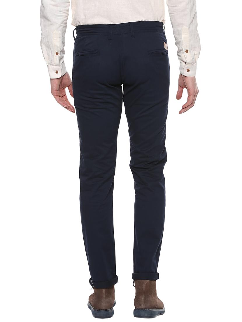 navy blue cotton chinos casual trousers - 14599807 - Zoom Image - 3
