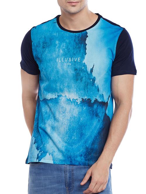 blue cotton front print tshirt - 14599850 - Very Small Image - 1