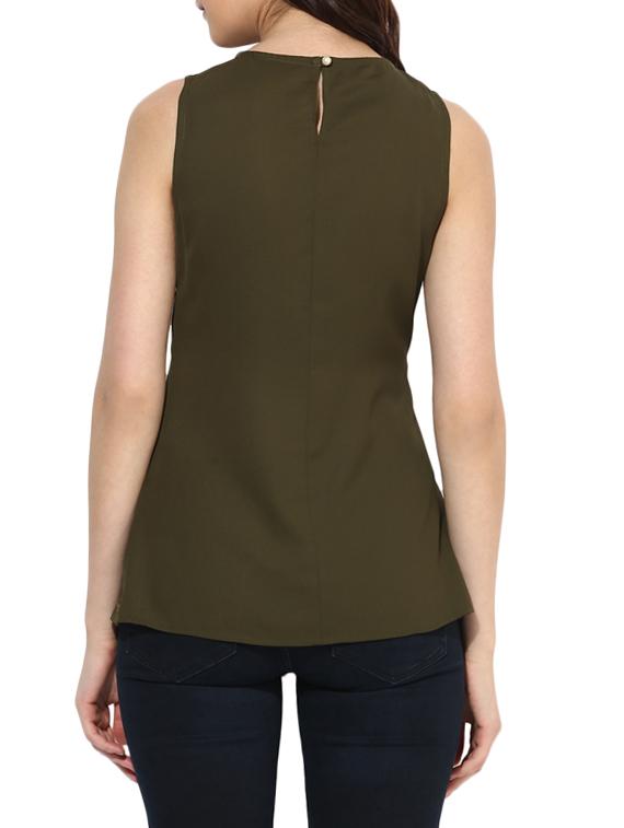 olive green asymmetric hem top - 14601426 - Zoom Image - 3