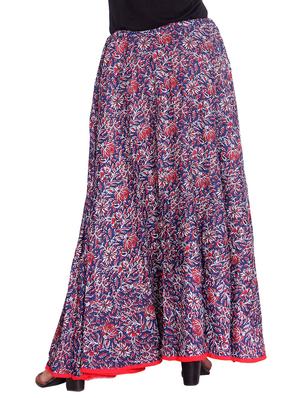 blue rayon flared skirt - 14601803 - Standard Image - 3