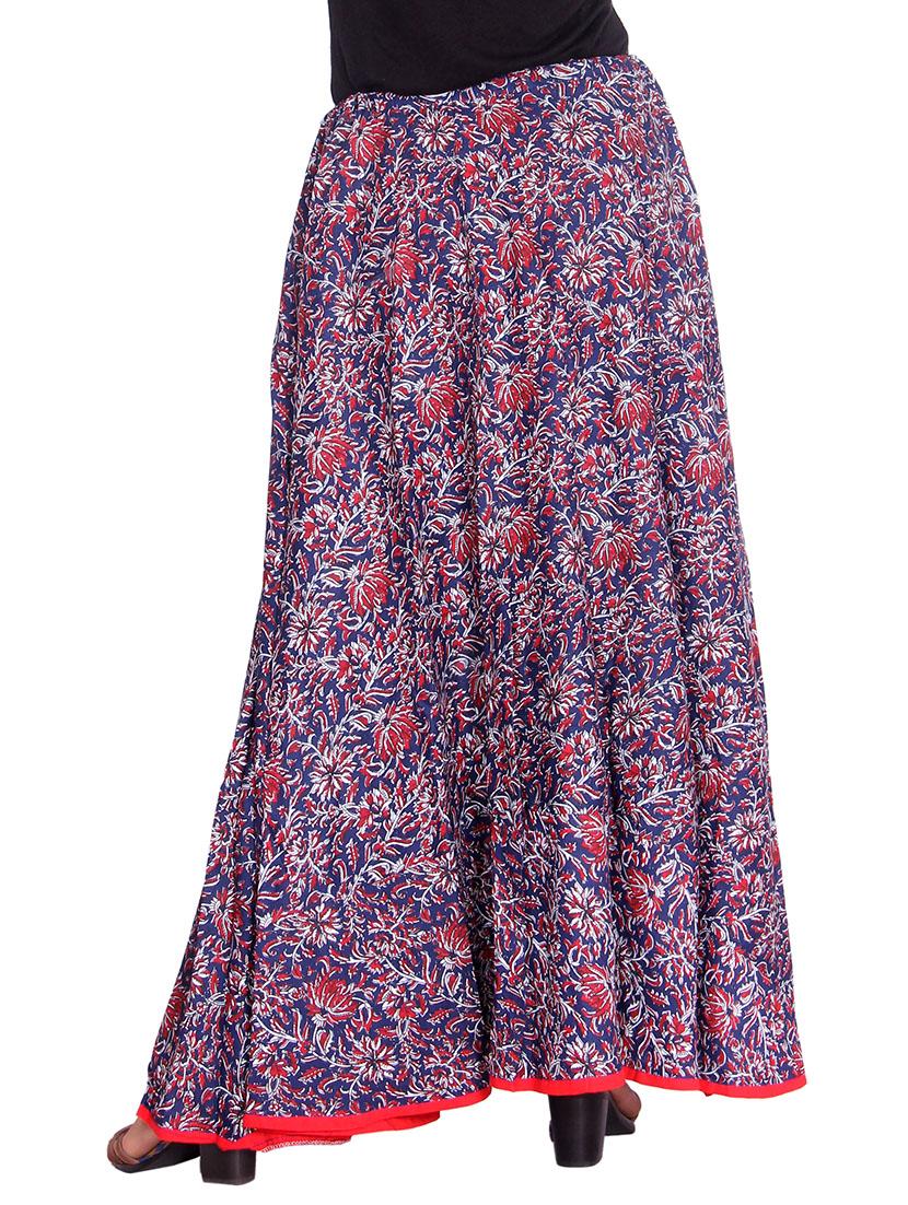 blue rayon flared skirt - 14601803 - Zoom Image - 3