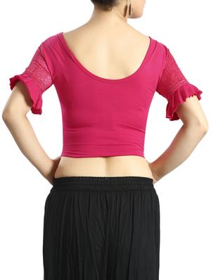 Fuchsia ruffled sleeved solid blouse - 14602491 - Standard Image - 3