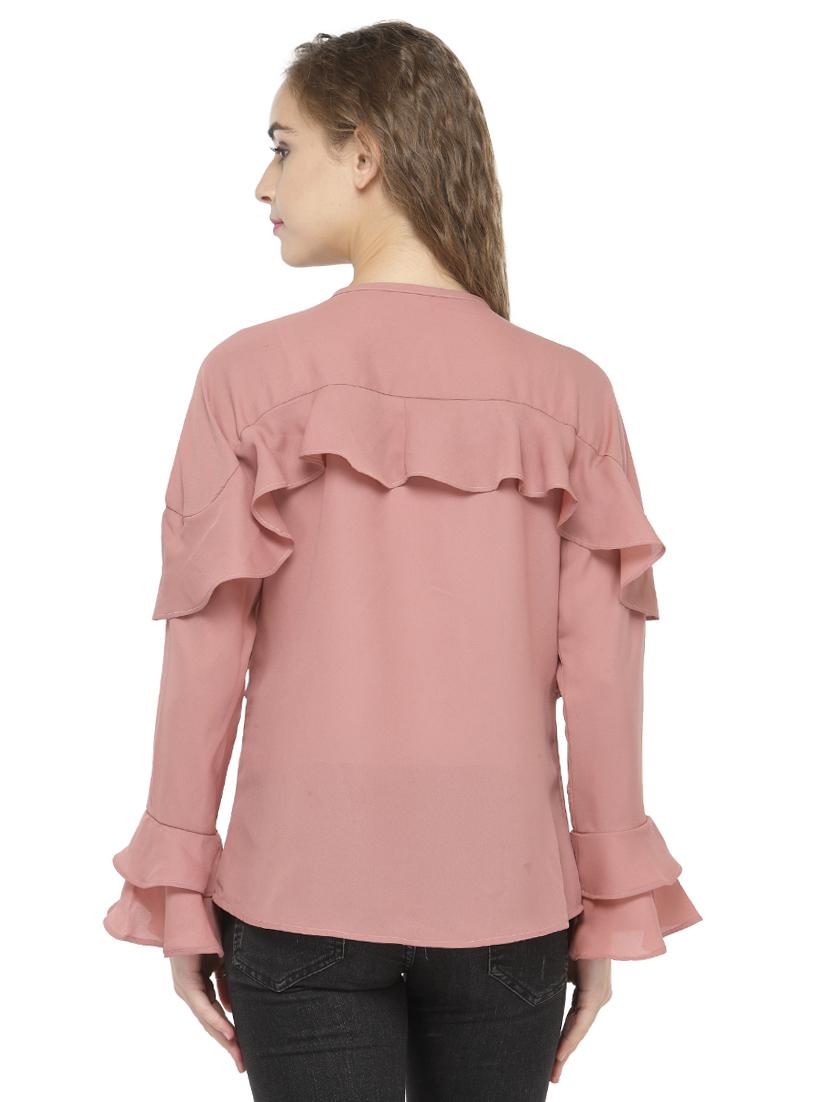 key hole neck ruffle top - 14604684 - Zoom Image - 3