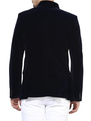 navy blue velvet casual blazer - 14604810 - Standard Image - 3