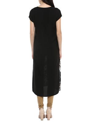 black poly crepe straight kurta - 14607945 - Standard Image - 3