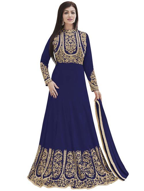 Embroidered semi-stitched kalidaar suit - 14609115 - Very Small Image - 1