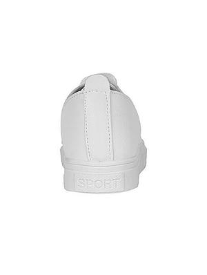 white faux leather laceup sneakers - 14610004 - Standard Image - 3