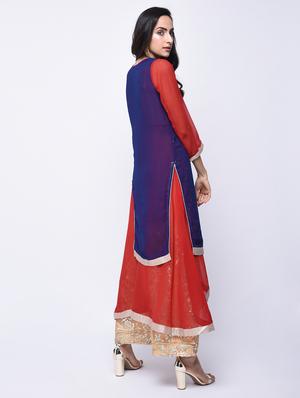 red gotta work georgette layered kurta - 14610793 - Standard Image - 3