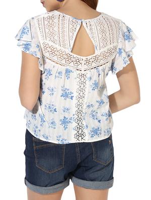 lace panel floral georgette top - 14613014 - Standard Image - 3