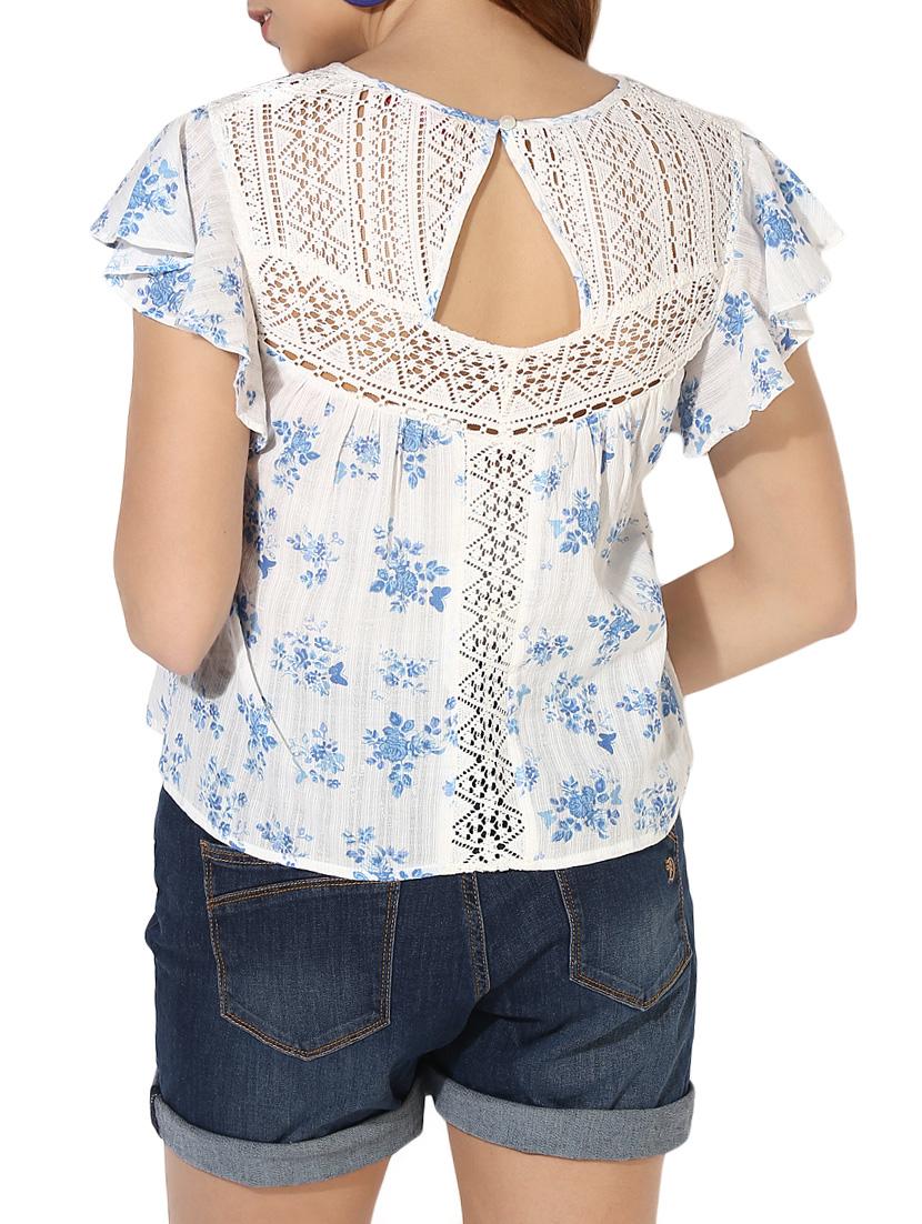 lace panel floral georgette top - 14613014 - Zoom Image - 3