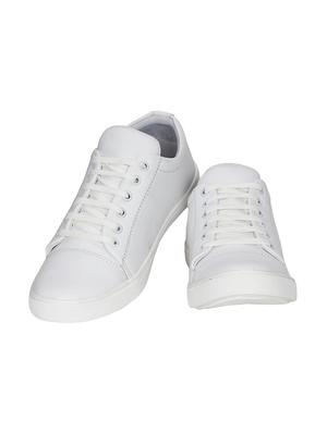 white leatherette lace up sneaker - 14633717 - Standard Image - 3