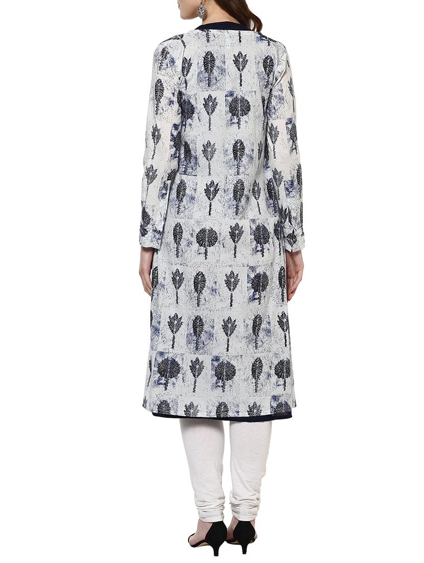 blue cotton layered kurta - 14633767 - Zoom Image - 3