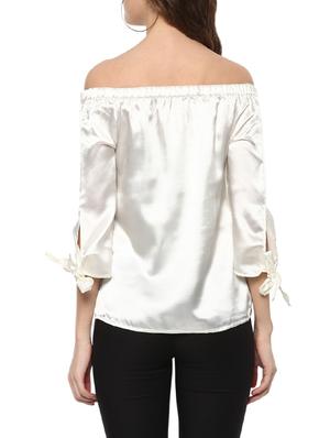 white solid off shoulder top - 14638990 - Standard Image - 3