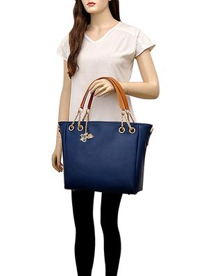 blue leatherette regular handbag - 14645285 - Standard Image - 6