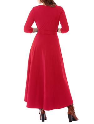 red solid wrap dress - 14646202 - Standard Image - 3