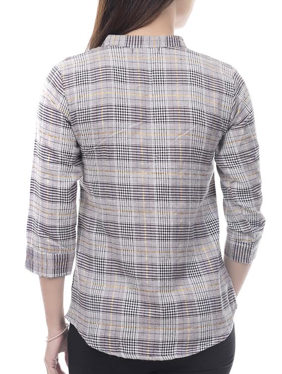 grey cotton check shirt - 14650485 - Zoom Image - 3