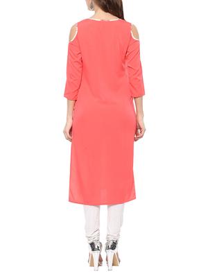 pink crepe straight kurta - 14651457 - Standard Image - 3
