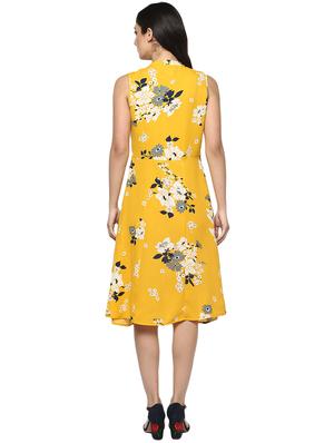 mandarin neck floral a-line dress - 14651529 - Standard Image - 3