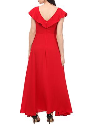 Ruffled boat neck gown dress - 14654353 - Standard Image - 3