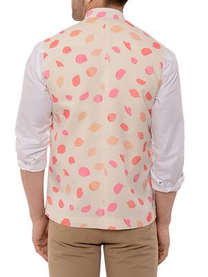 beige silk blend nehru jacket - 14654436 - Standard Image - 3