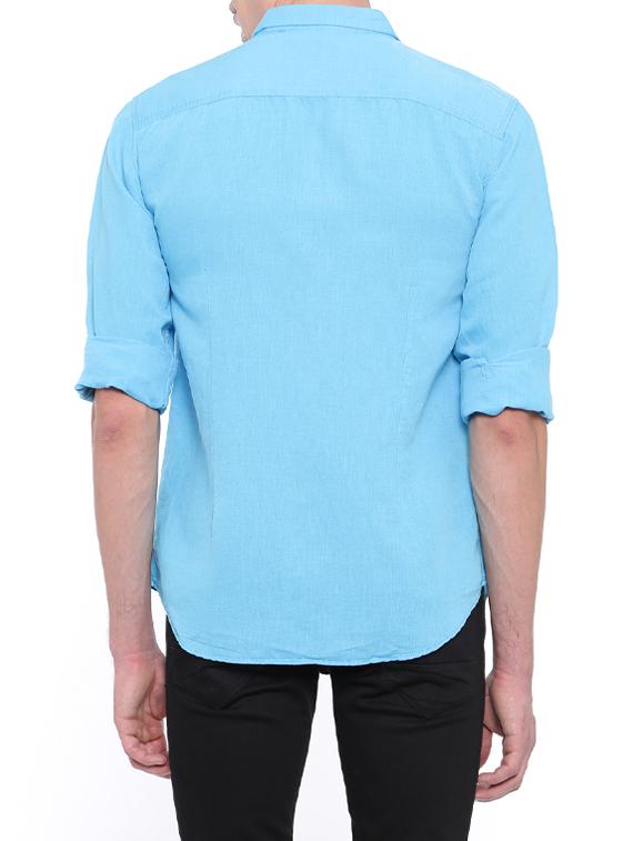 blue linen casual shirt - 14655762 - Zoom Image - 3