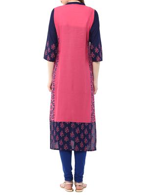pink cotton straight kurta - 14658680 - Standard Image - 3