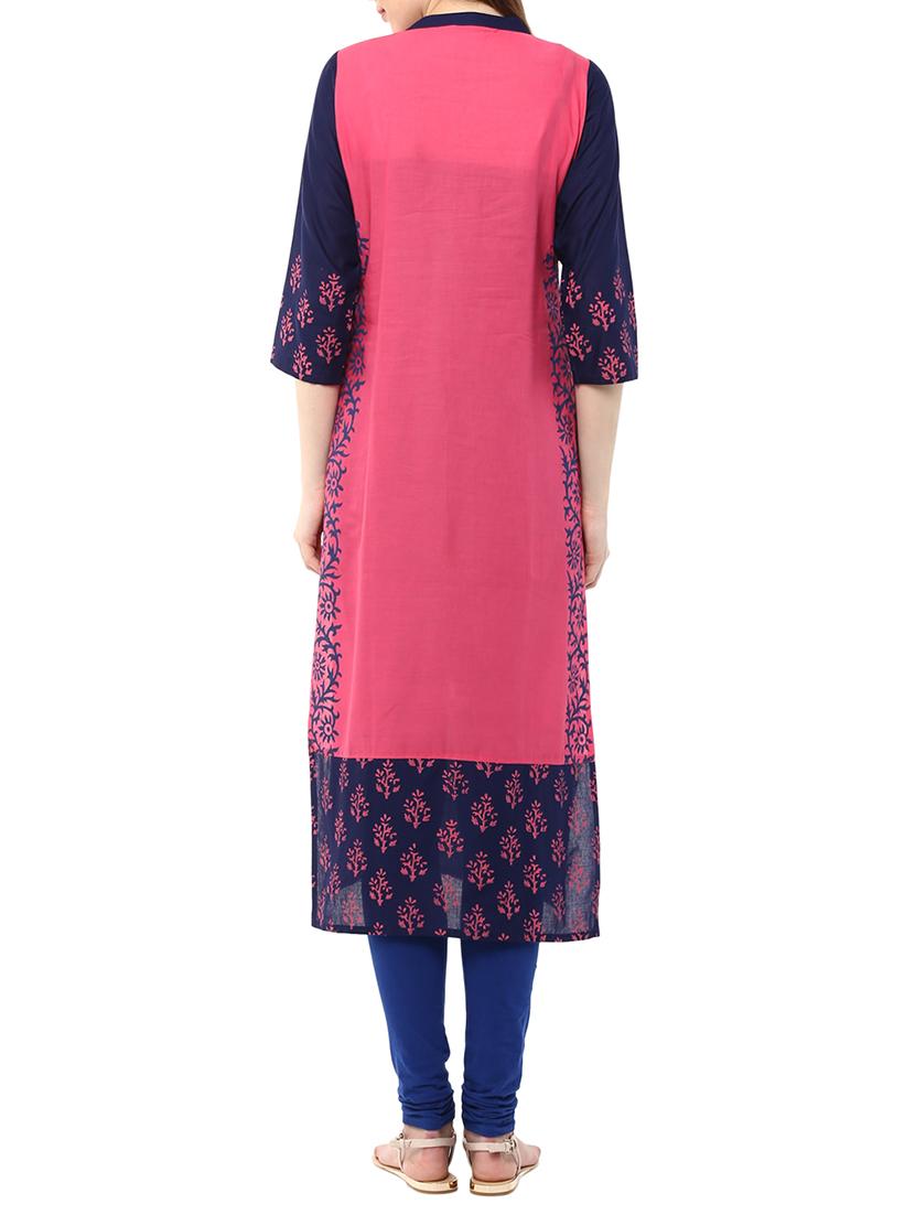 pink cotton straight kurta - 14658680 - Zoom Image - 3