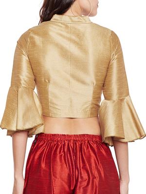 beige silk solid blouse - 14662141 - Standard Image - 3