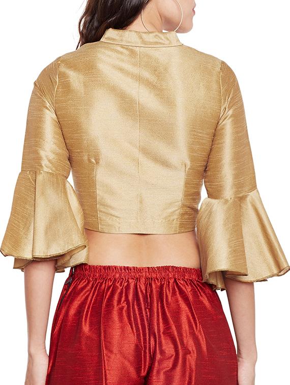 beige silk solid blouse - 14662141 - Zoom Image - 3