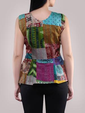 simply kitsch green pure silk peplum top - 14665356 - Standard Image - 3