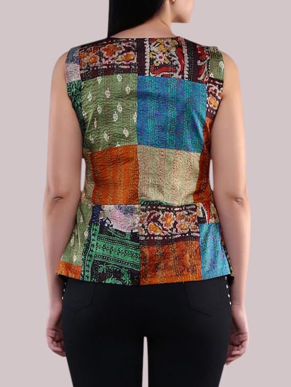 green pure silk top - 14665357 - Zoom Image - 3