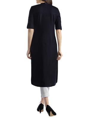 black cotton straight kurta - 14669117 - Standard Image - 3