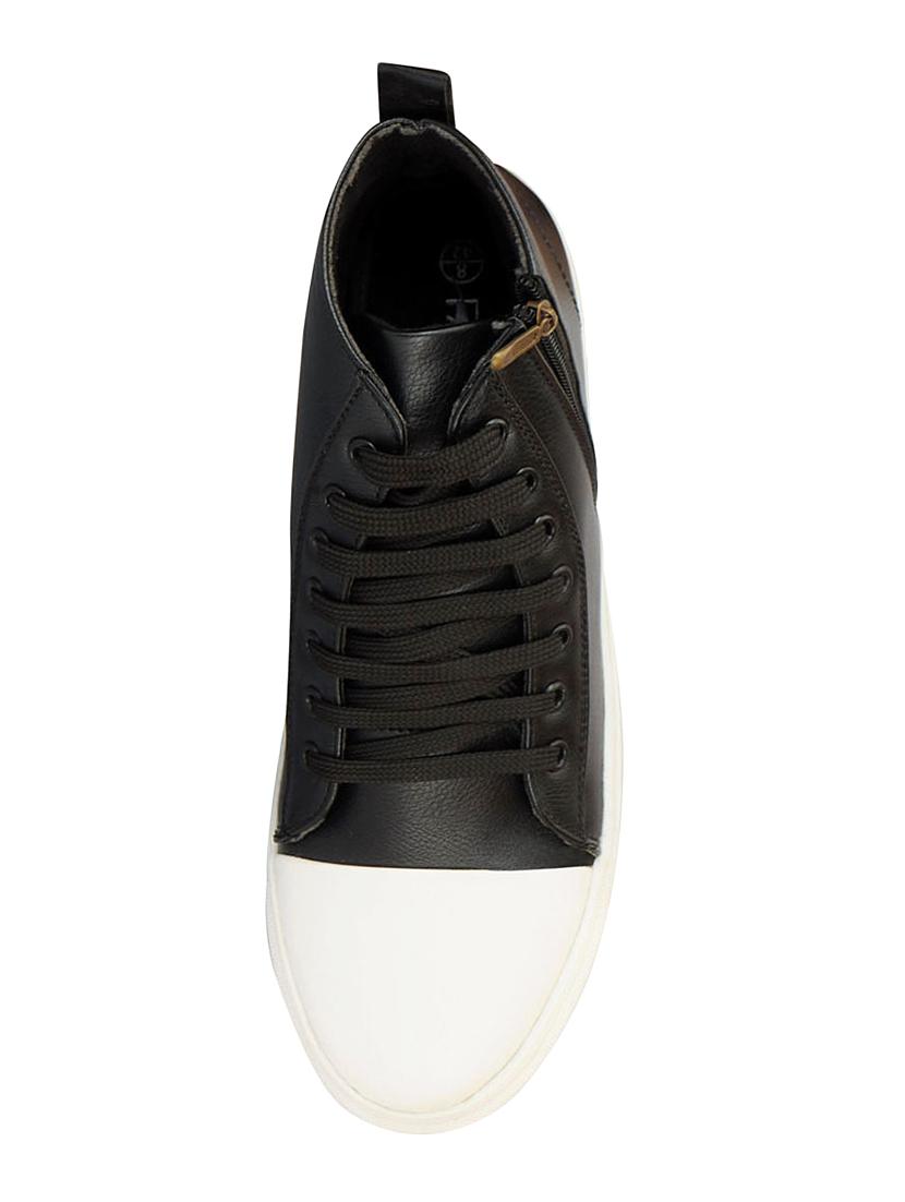 black leatherette lace up sneaker - 14670212 - Zoom Image - 3