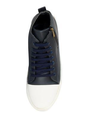 blue leatherette lace up sneaker - 14670213 - Standard Image - 3