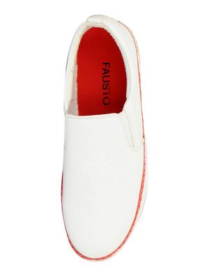white leatherette casual slipon - 14670224 - Standard Image - 3